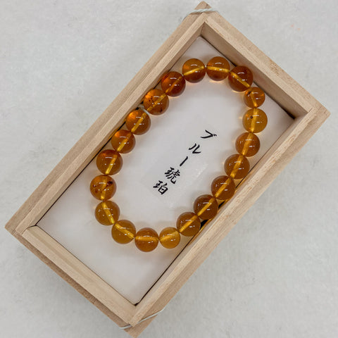 [One of a kind] 10mm Blue Amber Bracelet