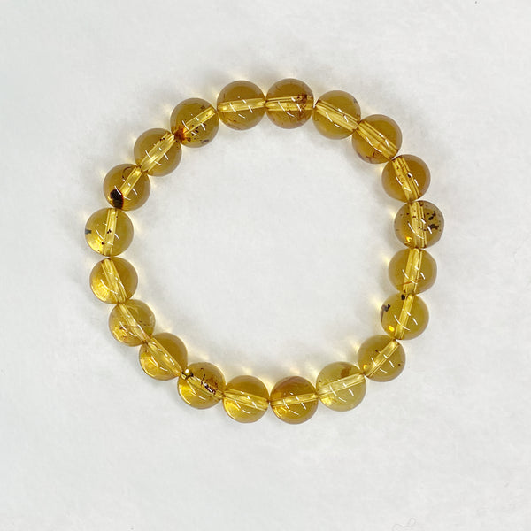[One of a kind] 10mm Blue Amber Bracelet Juzu Handmade