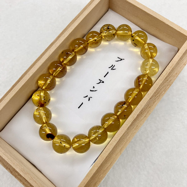 [One of a kind] 10mm Blue Amber Bracelet Juzu Handmade