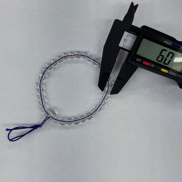 6mm 本水晶腕輪 ブレスレット クリアクォーツ ゴム紐 7色