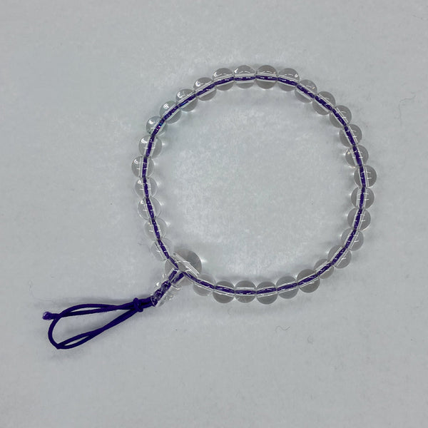 6mm 本水晶腕輪 ブレスレット クリアクォーツ ゴム紐 7色