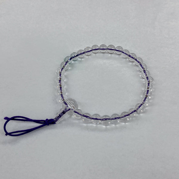 6mm 本水晶腕輪 ブレスレット クリアクォーツ ゴム紐 7色