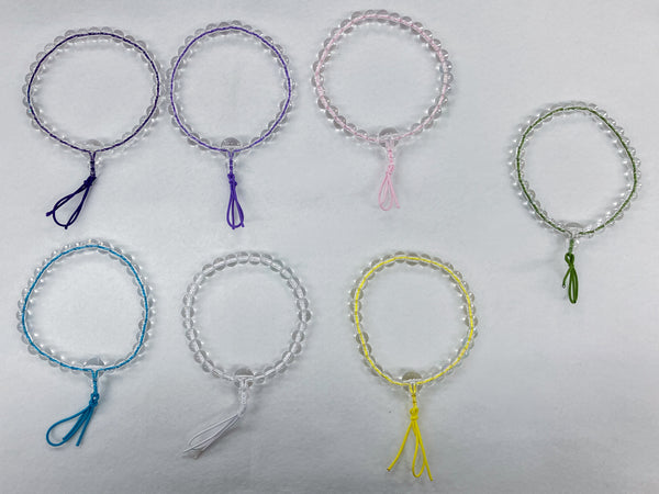 6mm 本水晶腕輪 ブレスレット クリアクォーツ ゴム紐 7色