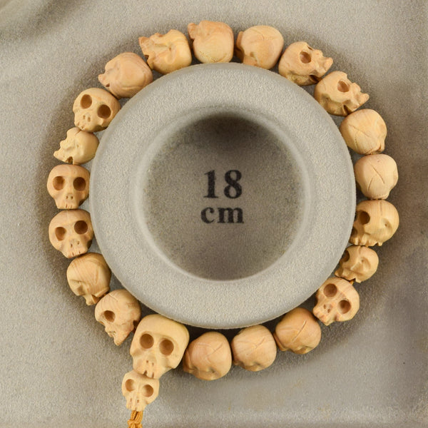 10mm Tsuge Box wood Skull Bracelet 2 Colors
