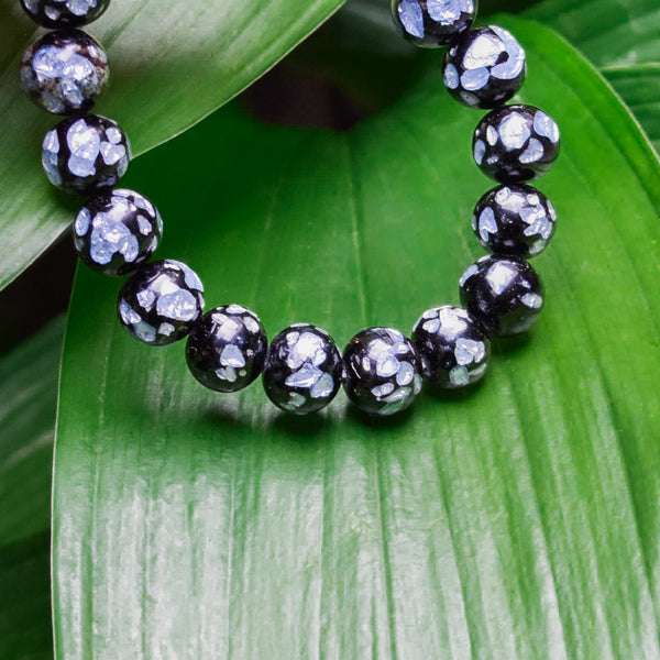 10mm Gray Fluorite Glass Bracelet