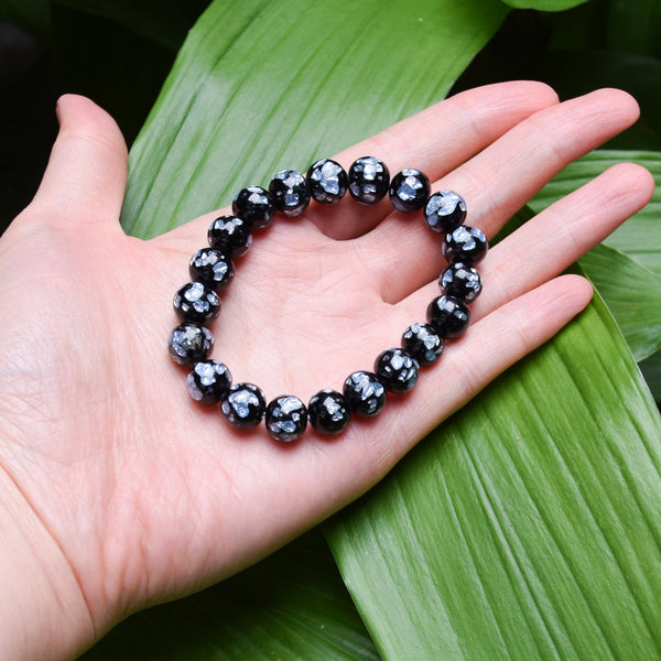 10mm Gray Fluorite Glass Bracelet