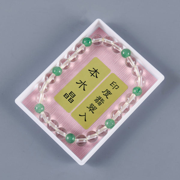 7mm Crystal & Red Agate / Amethyst / Indian Jade Bracelet