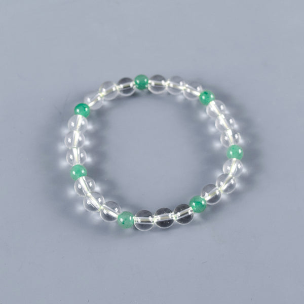 7mm Crystal & Red Agate / Amethyst / Indian Jade Bracelet