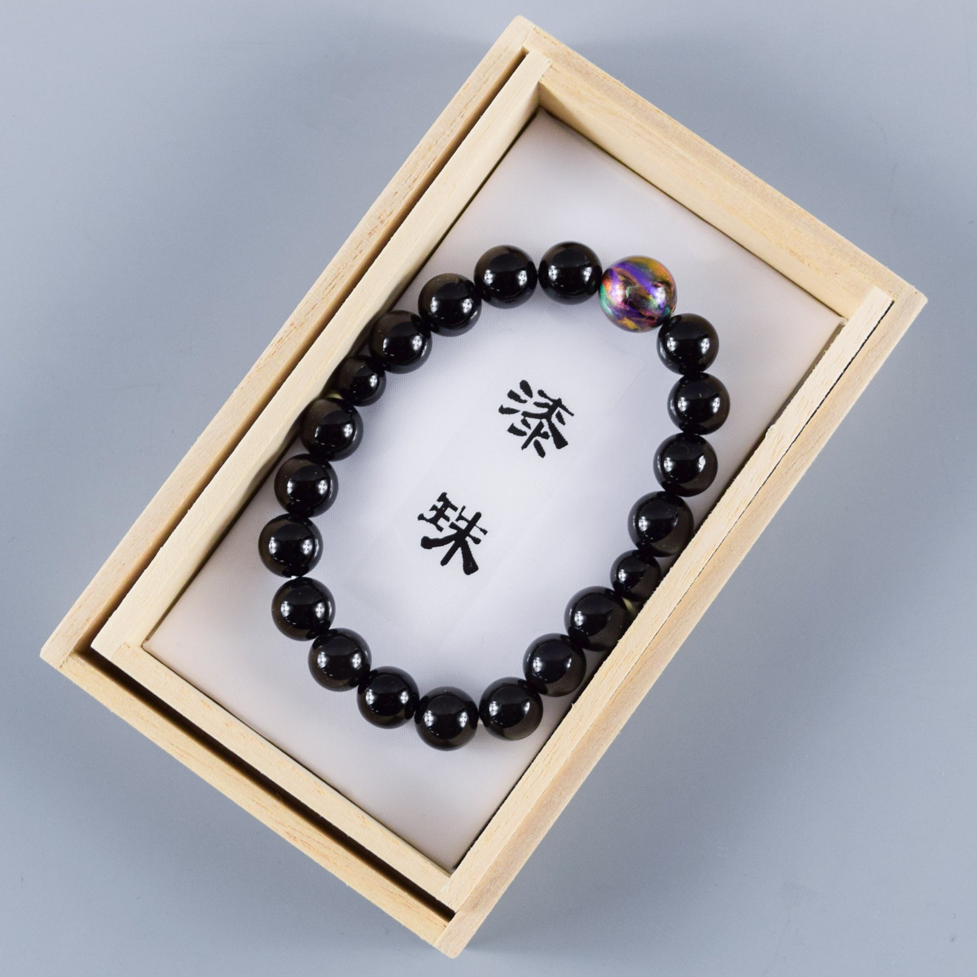 10mm Black Onyx Lacquer Beads Bracelet