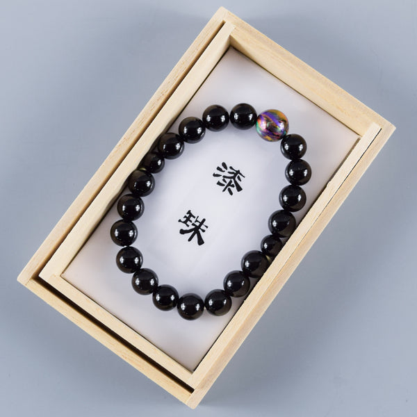 10mm Black Onyx Lacquer Beads Bracelet