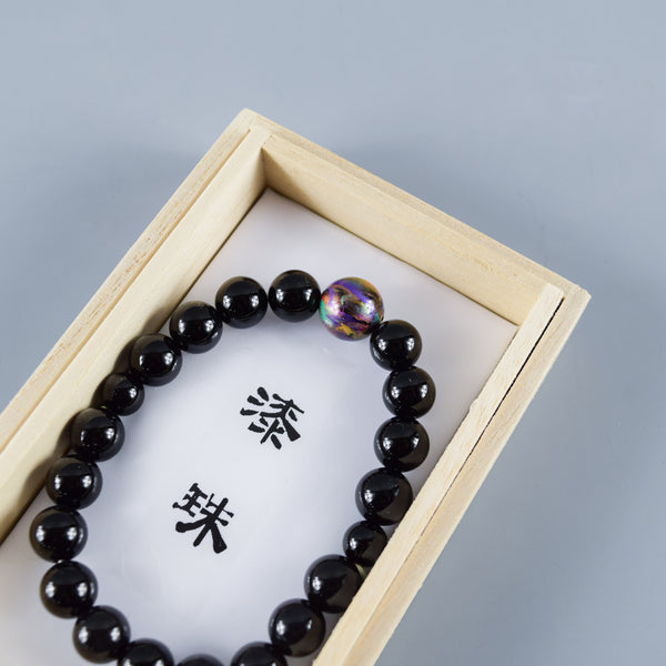 10mm Black Onyx Lacquer Beads Bracelet