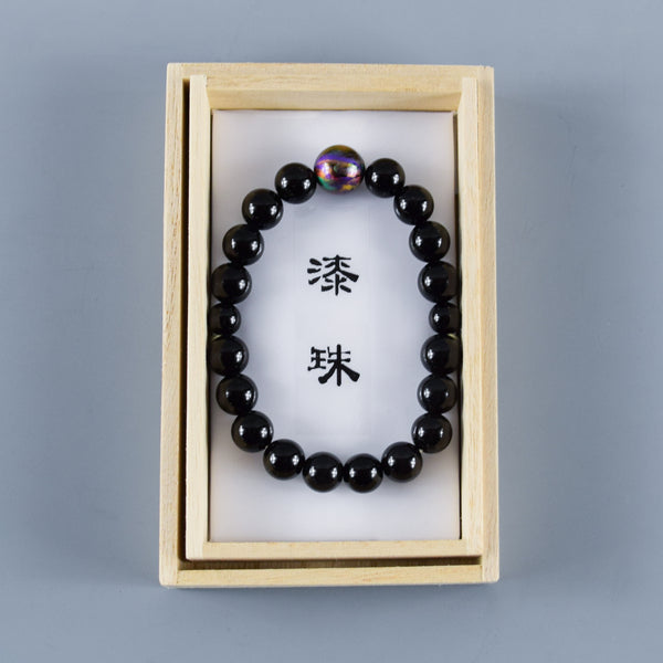 10mm Black Onyx Lacquer Beads Bracelet