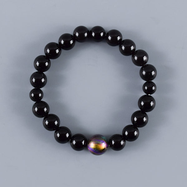 10mm Black Onyx Lacquer Beads Bracelet