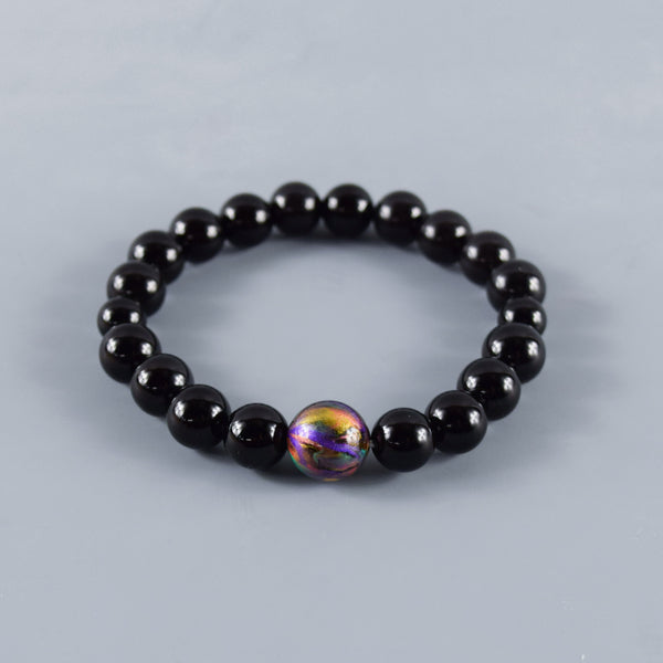 10mm Black Onyx Lacquer Beads Bracelet