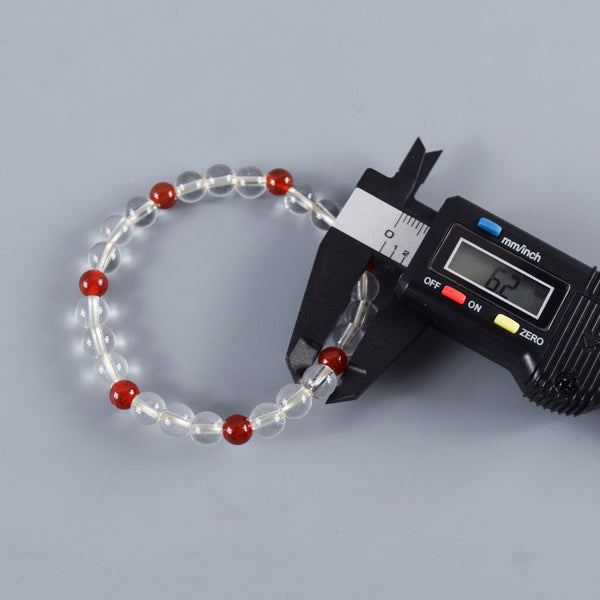 7mm Crystal & Red Agate / Amethyst / Indian Jade Bracelet