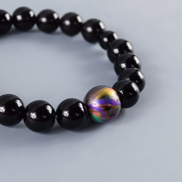 10mm Black Onyx Lacquer Beads Bracelet