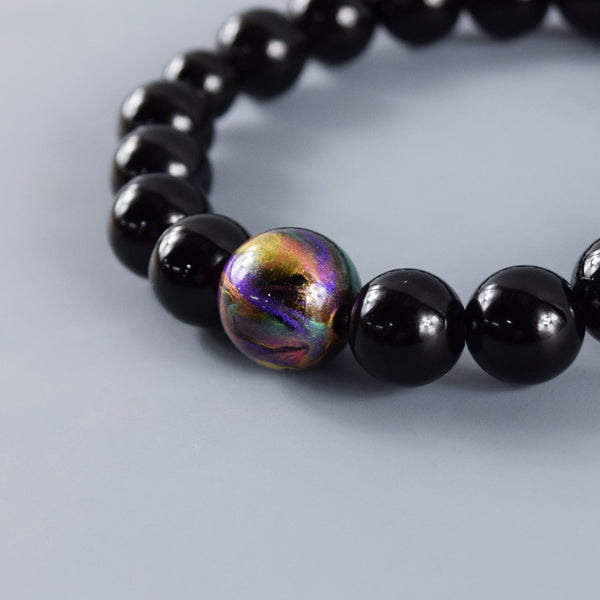 10mm Black Onyx Lacquer Beads Bracelet