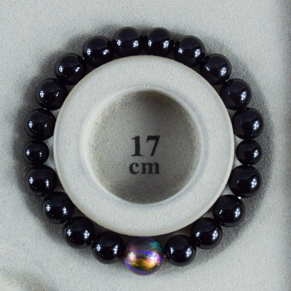 10mm Black Onyx Lacquer Beads Bracelet