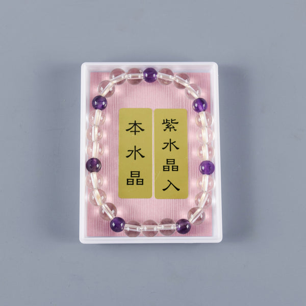 7mm Crystal & Red Agate / Amethyst / Indian Jade Bracelet