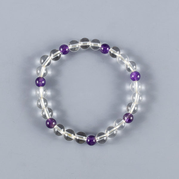 7mm Crystal & Red Agate / Amethyst / Indian Jade Bracelet