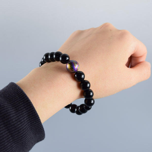 10mm Black Onyx Lacquer Beads Bracelet