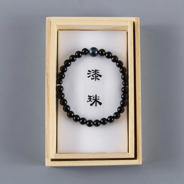 6mm 黒オニキス 漆玉 ブレスレット 腕輪 数珠