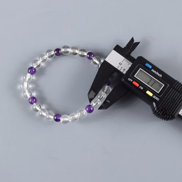 7mm Crystal & Red Agate / Amethyst / Indian Jade Bracelet