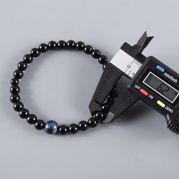 6mm 黒オニキス 漆玉 ブレスレット 腕輪 数珠