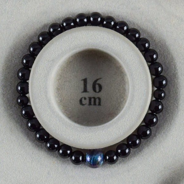 6mm 黒オニキス 漆玉 ブレスレット 腕輪 数珠