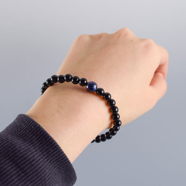 6mm 黒オニキス 漆玉 ブレスレット 腕輪 数珠