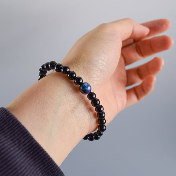 6mm 黒オニキス 漆玉 ブレスレット 腕輪 数珠