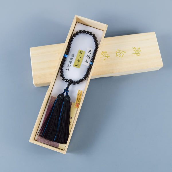 黒オニキス＆ブルー琉球蛍石  2色房　数珠　京念珠　略式数珠