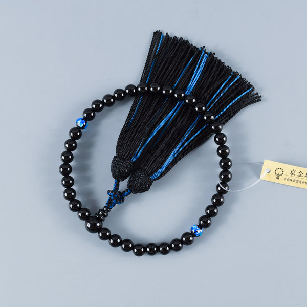 黒オニキス＆ブルー琉球蛍石  2色房　数珠　京念珠　略式数珠