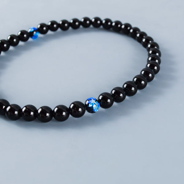 黒オニキス＆ブルー琉球蛍石  2色房　数珠　京念珠　略式数珠