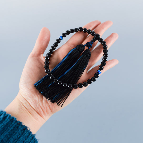 黒オニキス＆ブルー琉球蛍石  2色房　数珠　京念珠　略式数珠