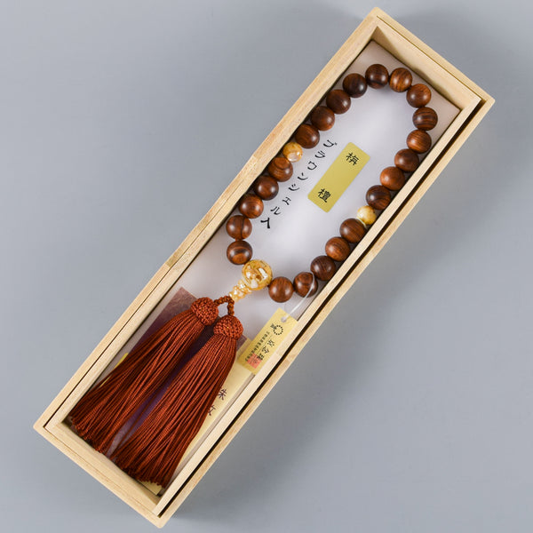 Sendan Wood Brown Shell Beads Juzu Prayer Beads Japanese Traditional One-handed Buddhist Rosary