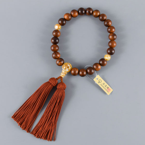 Sendan Wood Brown Shell Beads Juzu Prayer Beads Japanese Traditional One-handed Buddhist Rosary