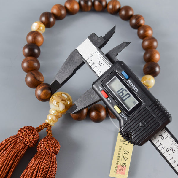 Sendan Wood Brown Shell Beads Juzu Prayer Beads Japanese Traditional One-handed Buddhist Rosary