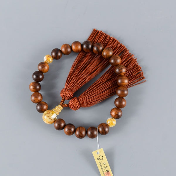 Sendan Wood Brown Shell Beads Juzu Prayer Beads Japanese Traditional One-handed Buddhist Rosary