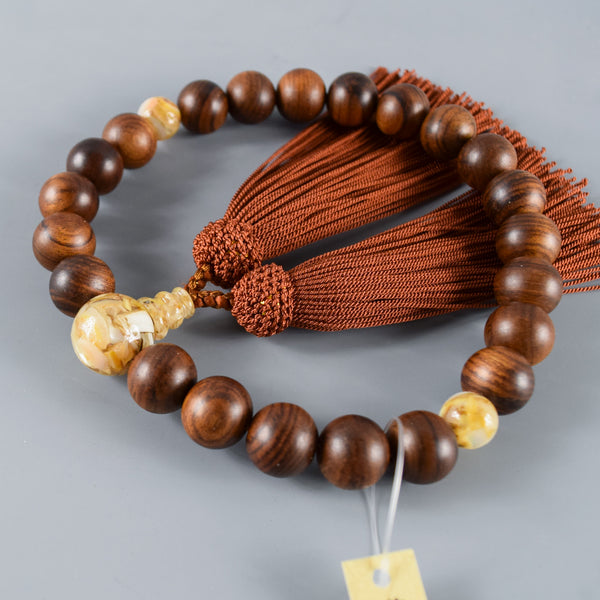 Sendan Wood Brown Shell Beads Juzu Prayer Beads Japanese Traditional One-handed Buddhist Rosary