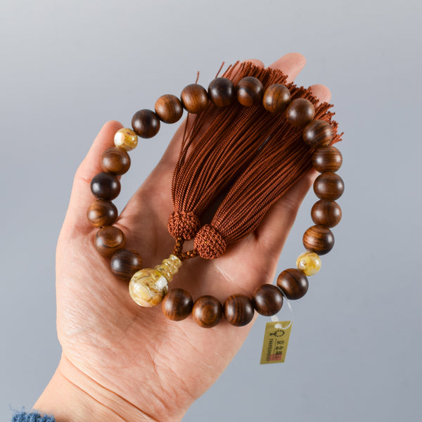 Sendan Wood Brown Shell Beads Juzu Prayer Beads Japanese Traditional One-handed Buddhist Rosary