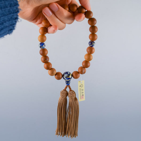 Plum Wood Blue Shell Beads Juzu Prayer Beads Japanese Traditional One-handed Buddhist Rosary