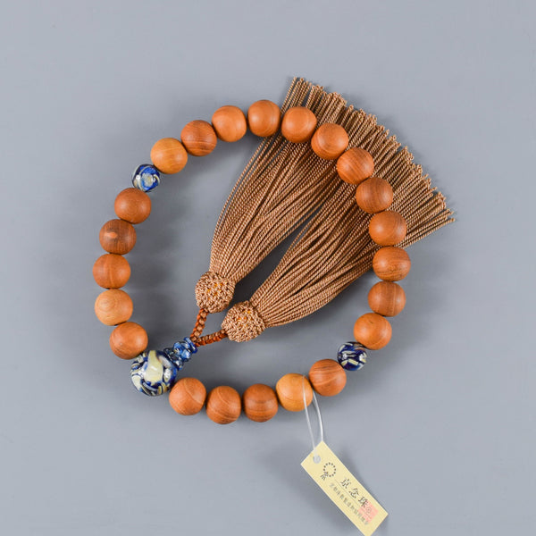 Plum Wood Blue Shell Beads Juzu Prayer Beads Japanese Traditional One-handed Buddhist Rosary