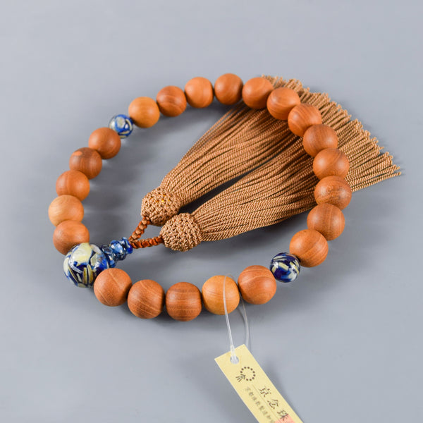 Plum Wood Blue Shell Beads Juzu Prayer Beads Japanese Traditional One-handed Buddhist Rosary