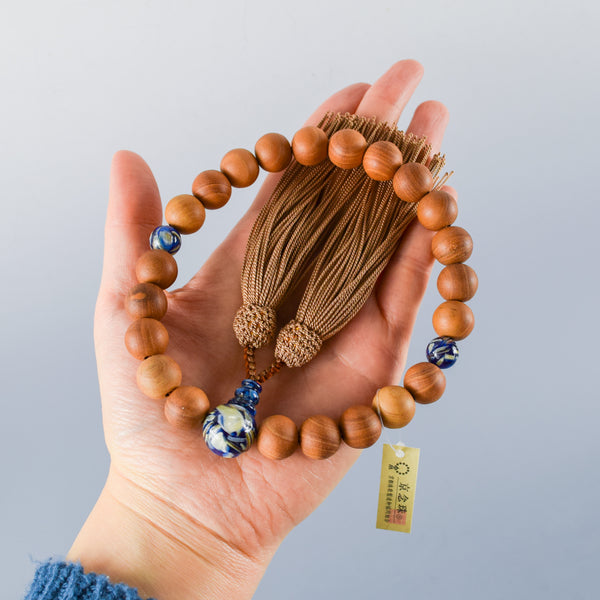 Plum Wood Blue Shell Beads Juzu Prayer Beads Japanese Traditional One-handed Buddhist Rosary
