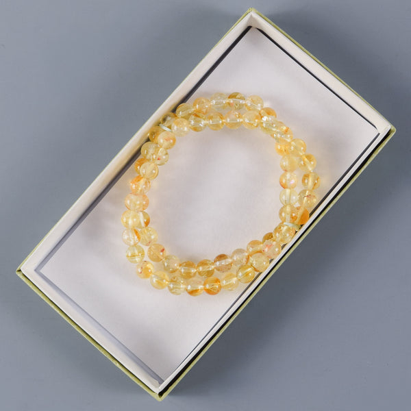 6毫米 黄水晶 双圈 手链 手串 天然石