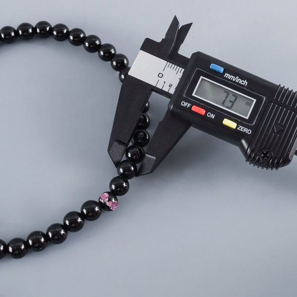 Black Onyx & Pink Ryukyu Fluorite Two-Tone Tassels Juzu Prayer Beads Rosary Japanese Gift