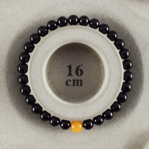 6mm  黒オニキス  蝋琥珀  ブレスレット  腕輪  数珠   京都   天然石