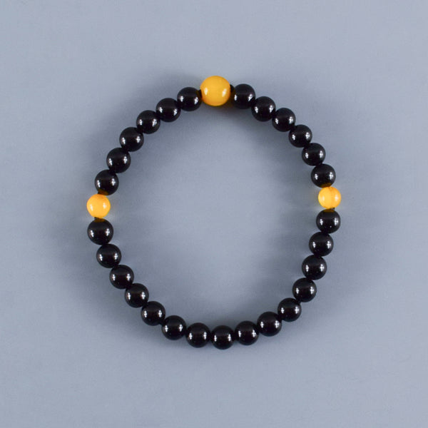6mm  黒オニキス  蝋琥珀  ブレスレット  腕輪  数珠   京都   天然石