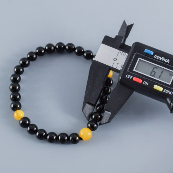 6mm  黒オニキス  蝋琥珀  ブレスレット  腕輪  数珠   京都   天然石